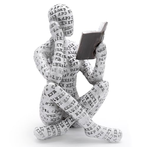 JJQHYC Figuras de Lectora Mujer para Estantería, Escultura Pensador Abstracto de Resina, Moderna Adornos Salon Decoración Hogar Regalo de Amante de los Libros (A)