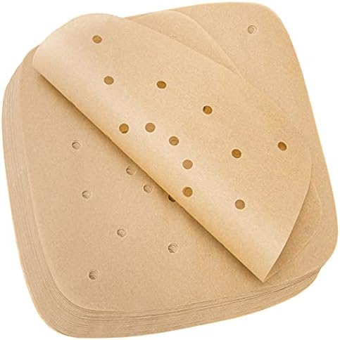 200pcs Air Fryer Parchment Paper, Air Fryer Disposable Paper Liner 8.5inch, Premium Perforated Parchment Papers for Air Fryer, Streamer, Pans, No Burn, Easy Cleanup (Brown)