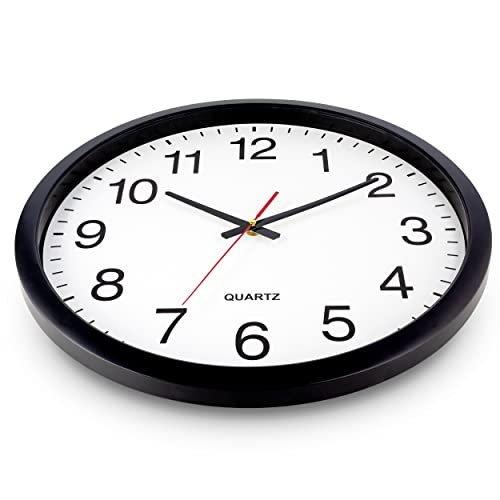 image for Bernhard Products Black Wall Clock Silent Non Ticking - XL 18 Inch Qua