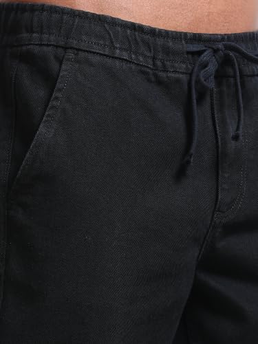 Image of Black Relaxed Ankle Jogger Jeans (MMDJRA03-102)