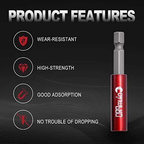 ColumPRO 3PCS 1/4" Strong Magnetic Extension Bit Holder,Hex Shank S2 Steel Magnetic,Screwdriver Extension,Quick-Change Hex Shank Set