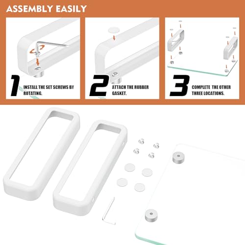 Hemudu 2 Pack Computer Monitor Stand Riser Multi Media Desktop Stand for Flat Screen LCD LED TV, Laptop/Notebook, with Tempered Glass and Metal Legs,HD02T-201