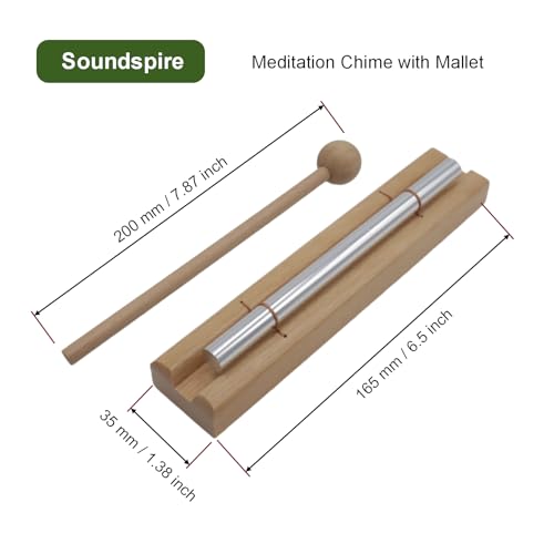 Soundspire Meditation Chime with Mallet, Single Tone Hand Bell for Classroom Management, Yoga Teachers, Sound Healing Therapy (Metal Mindfulness Instrument)
