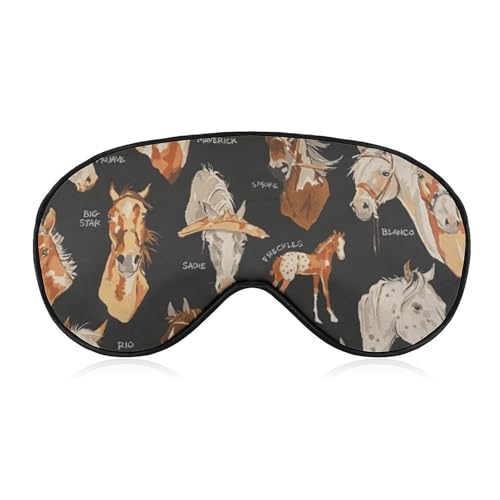 アイマスク 馬柄 ウマ 睡眠アイマスク 目隠し 眼帯 スリープマスク アイピロー 睡眠用 安眠 遮光 軽量 四季 通気性 長さ調節可能 男女兼用 旅行用