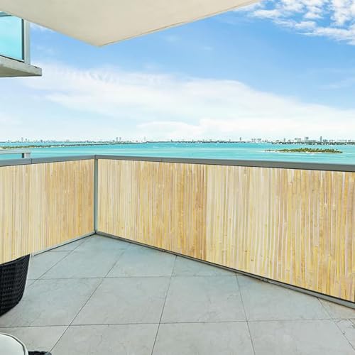 VicaVerde Bamboo Slat Fence 5ft x 14ft, Natural Split Fencing, Bamboo Privacy Fence Screen 5 Feet High, Privacy Fence for Garden, Divider, Balcony, Pool Side