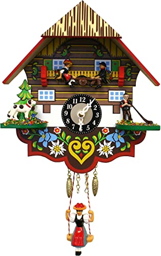 Alexander Taron 193KSQ ENGSTLER Battery – Operated Cuckoo Clock – Mini Size, Multi