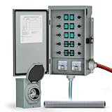 POOAMY 50Amp Generator Manual Transfer Switch 10-Circuits, 120/240V, 12500Watts, NEMA 3R, Heavy Duty Safety Switch for Indoor and Outdoor Use