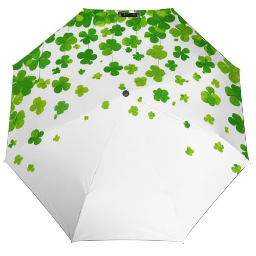 Parapluie trèfles Saint-Patrick pliant 3 volets vert et compact anti-vent