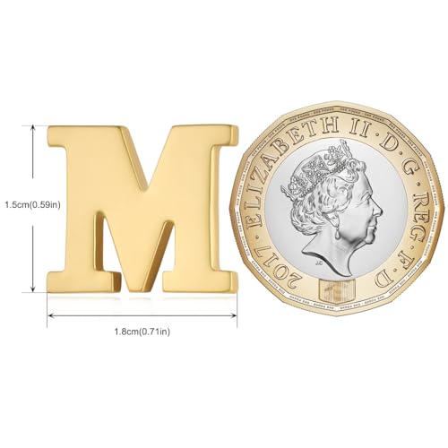 Image of HONEY BEAR Mens Womens Initial Alphabet Letter Lapel Pins Collar Badge Brooches for Business Wedding Graduation Gift Matte Gold 0.59 inches