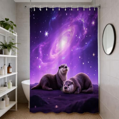 Rideau de douche loutre 180x180 imprimé 3D en tissu polyester lavable - 4