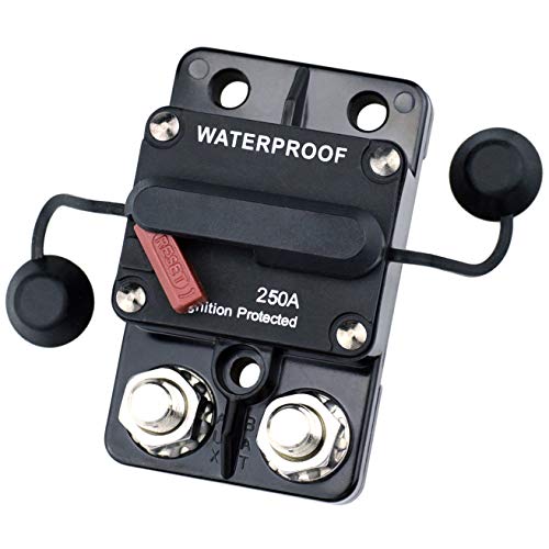 Cllena 250 Amp Circuit Breaker 12V-48V DC with Manual Reset (No Disconnect Button) for Car Truck Rv Motorhome Marine Automotive Audio Stereo System Trolling Motor Winch etc.