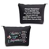 Happy 13th Birthday Gifts for Girls 13th Birthday Makeup Bag 13 Year Old Girl Birthday Gifts Daughter Turning 13 Gifts Cosmetic Bag, Schwarze Tasche zum 13. Geburtstag