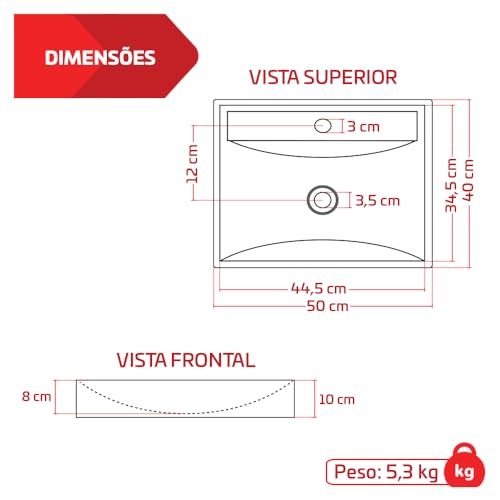 Cuba Pia De Apoio Coral Para Banheiro Lavabo 50x40cm Beltempo