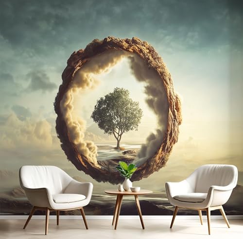 Mural de pared efecto seda mar de nubes con acabado bronceado elegante 2