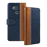 Shantime Leder Flip Hülle Kompatibel mit HTC Exodus 1S Hülle Mit Kartenhalter RFID-blockierend Magnetischer Ständer Schlanke Passform Geschäftsschutzhülle(Blau)