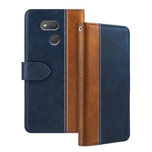 Shantime Leder Flip Hülle Kompatibel mit HTC Exodus 1S Hülle Mit Kartenhalter RFID-blockierend Magnetischer Ständer Schlanke Passform Geschäftsschutzhülle(Blau)