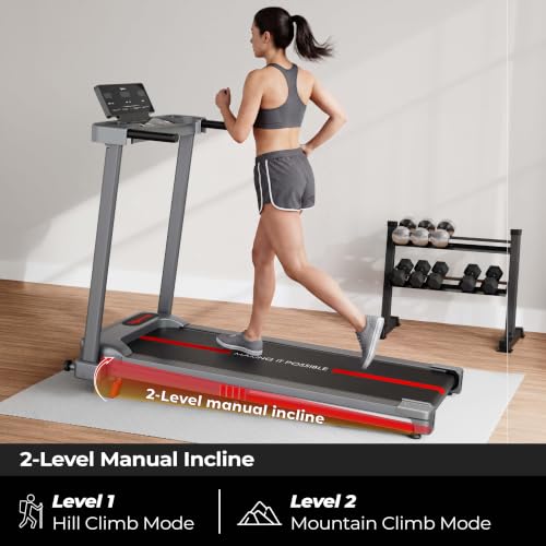 Image of Lifelong 4.5HP Motorized Treadmill for Home | 2 Level Manual Incline | Foldable Handle | Max Speed 12 km /h | LED Display | 12 Workout Programs | 100 kg Capacity | Ideal Gym Equipment for Home Workout