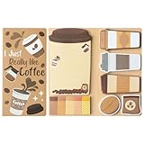 B1ykin Sticky Notes Set - Cartoon Theme Cute Self-Stick Notes Pad Teacher Appreciation Gifts， Self-Adhesive Writing Memo Pages Sticky to Do Notepad for Kids Employee School Office (Coffee)