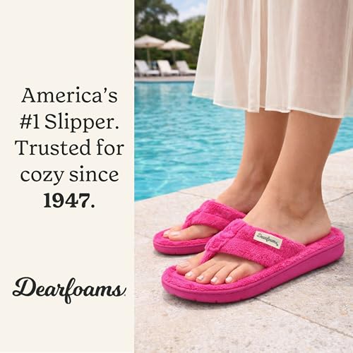 Image of Dearfoams Women's Melanie Colorblocked Microfiber Terry Thong Slipper