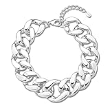 HTZ Two Line Chunky Choker Necklace 16K Gold Plated Link Chain Thick Necklaces Punk Jewelry for Women and Girls, Gold Chain Link Necklace Women, 16K Gold Choker Chunky Necklace and Bracelet Set Chunky Gold Necklace Made In Korea Gift Ring (One Line Chain Necklace R)