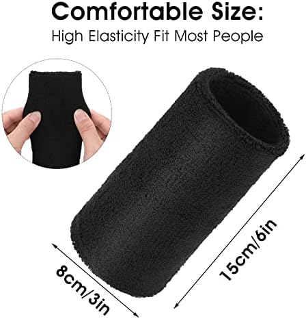 Yolev 6inch/3.14inch Wrist Sweatband 6 Pieces Sports Wristband Moisture Absorption Wristband and Elastic Cotton Sweatband Suitable for Tennis, Basketball, Football, Running, Fitness and Other Outdoor Sports