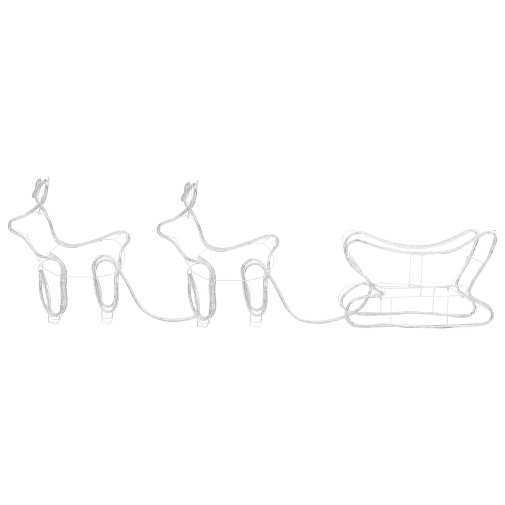 ACAGALA 576 LED Reno con trineo, 16 metros de tubo de luz, 2 unidades de figuras navideñas para exterior e interior, iluminación de Navidad blanco frío para casa, patio, jardín, porche