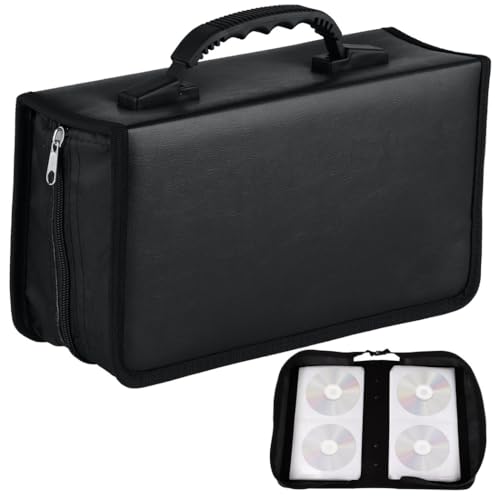 CD-Hülle aus PU-Leder mit großer Kapazität für 128 Discs, tragbarer DVD-Halter, Album-Organizer für Zuhause, Büros, Autos und Reisen