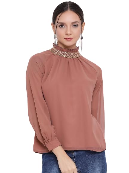 Image of ALL WAYS YOU Casual Embellished Women Brown Top A2107TPBR018