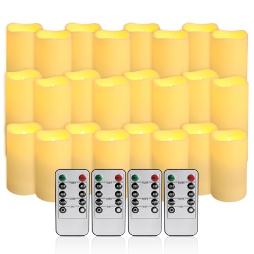 Image of 24-Pack LED Flameless Candles with Remote Control - Perfect for Home, Parties, and Special Occasions - Create a Magical Ambiance Effortlessly(Three Sizes).