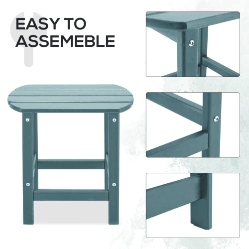 Yoleny Outdoor Side Table, Hdpe Adirondack Table, 19 Inch Patio End Table, Perfect For Graden, Backyard, Pool, Front Porch, Blue #TOP5