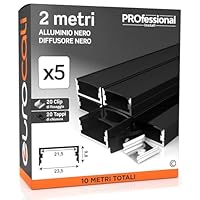 5 Profili In Alluminio Per Strisce LED - 2 Metri Ciascuno (10mt Totali), Copertura Opaca, Larghezza Max 21.5mm - Foto 5