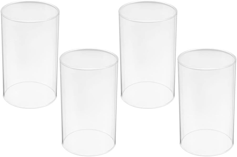 Gatuida 4pcs Hurricane Candle Holder Open Ended Clear Glass Lamp Shade Chimney Tube Cover, Bottomless Cylinder Candle Covers for Home Parties Decor, 3.9 x 2.7 Inch