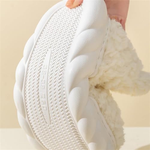 Winter Soft Warm Bootie Fluffy Plush Slip-On Booty Slipper, Women's Indoor Outdoor Lovely Fleece Booties (B,6-7)4