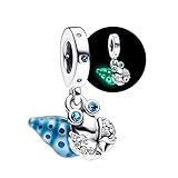 Annmors 925 Sterling Silver Charms fit Bracelets Necklaces Glow-in-the-dark Hermit Crab Charm Dangle Beads with 5A Cubic Zirconia Christmas Valentine Mother's Day Gift Charms for Women