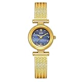 XCZAP Reloj de pulsera de cuarzo compacto para mujer, elegante, de lujo, plateado, de aleación, resistente al agua, Z-oro azul, Moda moderna