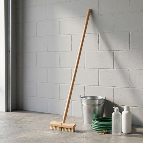 Image of Restaurantware-Clean Tek Professional 8 Inch Deck Brush, 1 Heavy-Duty Scrubber Brush - Stiff Bristles, Ergonomic Handle, Wood Cleaning Scrub, for Removing Deck Stain, Ideal for Wood Or Fence