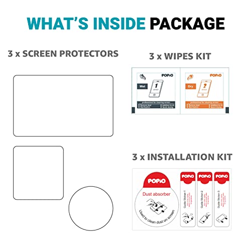 POPIO Military-Grade Gorilla Tempered Glass for DJI Osmo Action 4 / Osmo Action 3 Camera (Transparent) Edge To Edge Full Screen Coverage With Installation Kit, Complete Set Of 3 Glass 3 41GCy5K3+dL