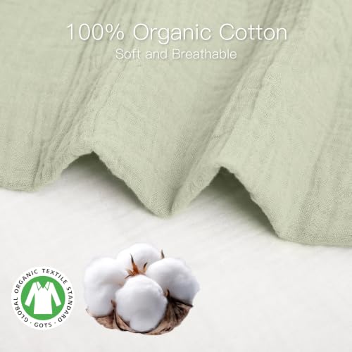 Image of Organic Baby Bassinet Sheets 2 Pack 33 inchx17 inch 100% Muslin Cotton for Baby Girl Boy, 1Soft Fitted Mattress Pad Cover Compatible with Halo BassiNest Swivel Sleeper, Graco, Baby Delight, Chicco, Angelbliss