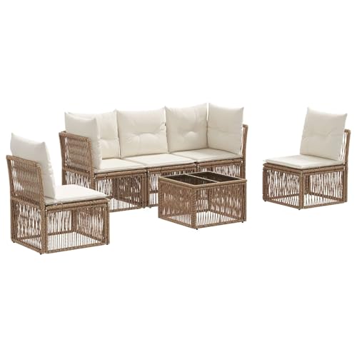 Ensemble de canapé de jardin résistant aux intempéries en polyrotin beige - 2