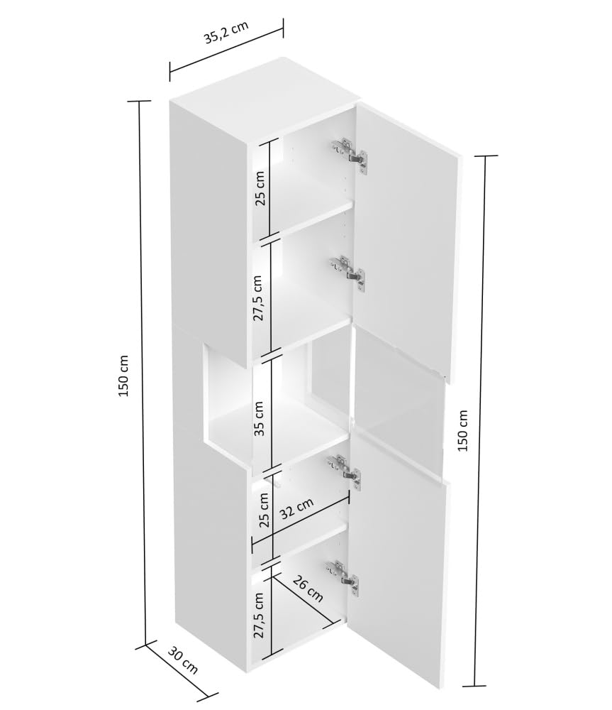 Badmöbel Set Taifun 3tlg. 100 cm mit LED Spiegel & Hochschrank