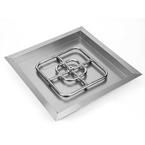 Image of Onlyfire 18 Inch Square Fire Pit Burner Pan with Square Burner Ring - 304 Stainless Steel Drop-in Gas Fire Pit Insert for Natural Gas & Propane, 92,000 BTU, Square Flame Pattern for DIY Fire Table