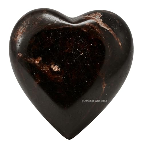 Amazing Gemstone Garnet Crystal Heart Palm Stone - Pocket Massage Worry Stone for Natural Body Chakra Balancing, Reiki Healing and Crystal Grid