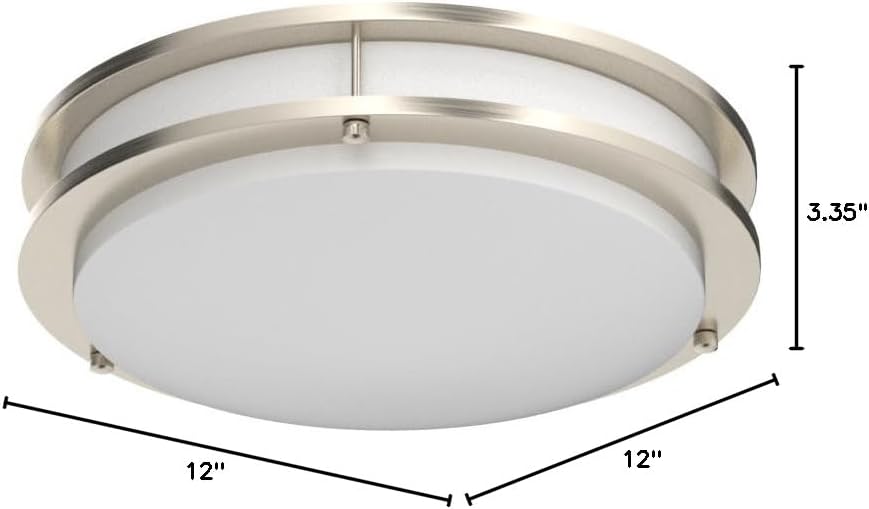 DYMOND LED Ceiling Light Flush Mount Dimmable Adjustable Lighting from Warm White to Daylight 2700K 3000K 3500K 4000K 5000K 5 in 1 Selectable CCT (Brushed Nickel, 12 Inch)