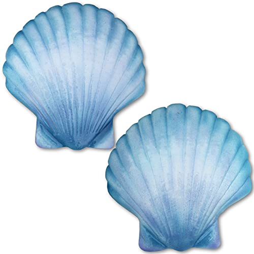 CYSCOMMA Seashell Metal Wall Decor Sets of 2 – Shells Beach Decor – Suitable for Living Room and Bathroom - Coastal Wall Decorations for Home