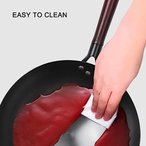 Wok de hierro tradicional chino con mango de madera, 36 cm miniatura 4