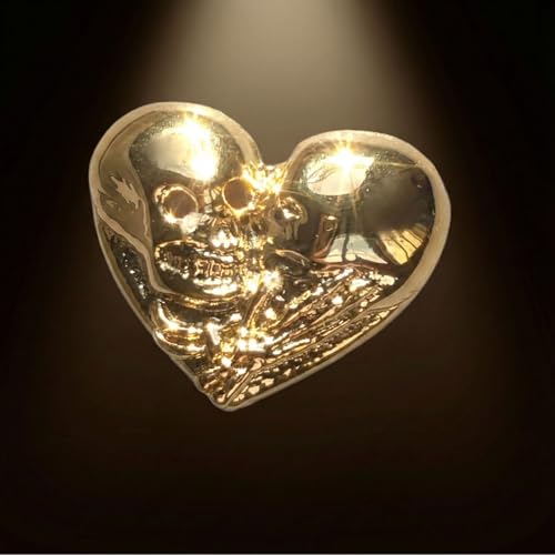 Image of Chamon Tooth Gems, 8K Gold Dental Jewelry 4-6mm, 1 Piece Teeth Gems Starter Kit with with Tweezers (Skull Heart)