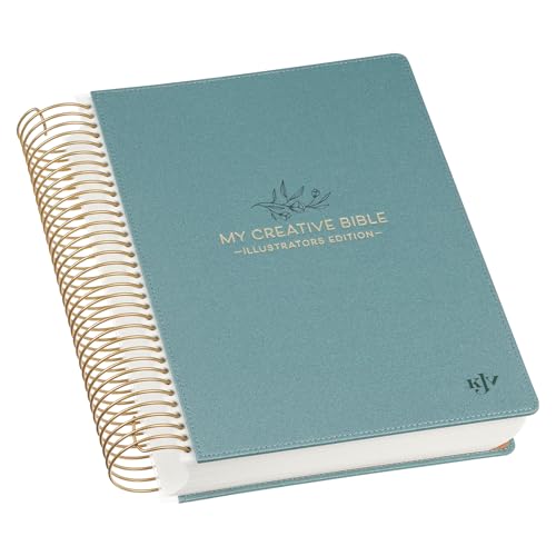 Image of KJV Holy Bible, My Creative Bible - Illustrators Edition, King James Version, Journaling Space, Spiral Bound Hardcover Debossed Vegan Leather, Teal Blue