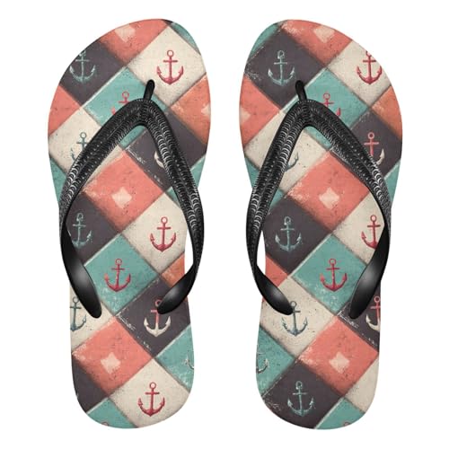 Flip Flop Sandals Vintage Nautical Print for Women Men Beach Outdoor XS
