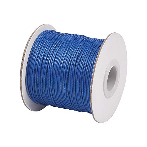 Cheriswelry 85 Yards Round Waxed Jewelry Beading String 1mm Korean Polyester Waxed Cord Threads Royal Blue Knotting Braiding Crafting Cord Ropes Wire for DIY Bracelet Macrame Necklace Jewelry Making