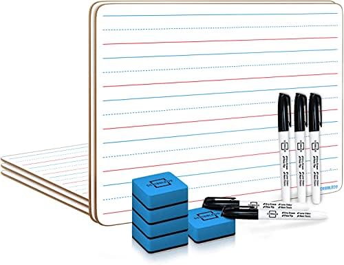 5 Pack Double Sided Whiteboards Lined Dry Erase Board for Kids Ruled Writing Board Handwriting Practice for Kids Small White Board Dry Erase Boards Lines 9x12 Student 5 Dry Erase Markers Included